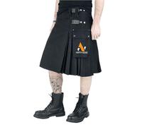 NORTH EDGE Men's Scottish Black Utility Cotton Kilt Fashion Sport Black Utility Skirt Two Cargo Pockets with Adjustable Leather Straps