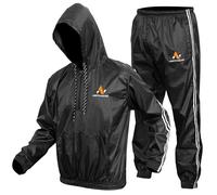 NORTH EDGE Sauna Sweat Suit Heavy Duty Suit for Workout Exercise Running Fitness Jogging Sauna Suit MMA Training Weight Loss Anti Rip (Zipper Hooded Black, 3XL)