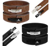 NORTH EDGE Weight Lifting Belt Gym Fitness, Cowhide Leather, 4” 10-12mm Back Support,10 Adjustable Holes Powerlifting Bodybuilding Deadlift Squat Workout Strength (Black with Black Buckle, M)