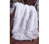 North End Decor Faux Fur Throw Blanket, Mongolian Long Hair Silver,