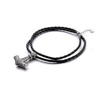 North Europe God Hammer Mjolnier Vikings personality Double Wolf Necklace Pendant Accessories Europe and America influx People Necklace Fashion - Gold -