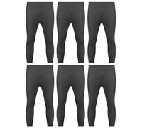 NORTH-GATE 6 x Mens Thermal Long Johns Top Bottom Underwear Trousers T Shirt Set | Warm Base-Layer; Midweight Soft Fleece Jumper Vest and Leggings Pants (MEDIUM, Long John Trousers, Grey)