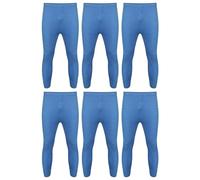 NORTH-GATE 6 x Mens Thermal Long Johns Top Bottom Underwear Trousers T Shirt Set | Warm Base-Layer; Midweight Soft Fleece Jumper Vest and Leggings Pants (XXL, Long John Trousers, Blue)