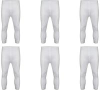 NORTH-GATE 6 x Mens Thermal Long Johns Top Bottom Underwear Trousers T Shirt Set | Warm Base-Layer; Midweight Soft Fleece Jumper Vest and Leggings Pants (SMALL, Long John Trousers, White)