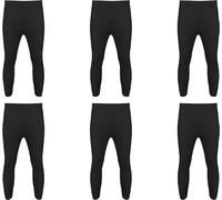 NORTH-GATE 6 x Mens Thermal Long Johns Top Bottom Underwear Trousers T Shirt Set | Warm Base-Layer; Midweight Soft Fleece Jumper Vest and Leggings Pants (SMALL, Long John Trousers, Black)