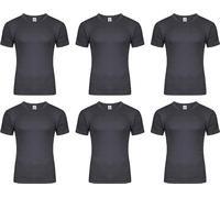 NORTH-GATE 6 x Mens Thermal Long Johns Top Bottom Underwear Trousers T Shirt Set | Warm Base-Layer; Midweight Soft Fleece Jumper Vest and Leggings Pants (XXL, Short-Sleeved T-Shirts, Grey)