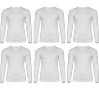 NORTH-GATE 6 x Mens Thermal Long Johns Top Bottom Underwear Trousers T Shirt Set | Warm Base-Layer; Midweight Soft Fleece Jumper Vest and Leggings Pants (MEDIUM, Long-Sleeved Shirts, White)