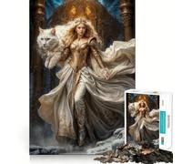 North Goddess Freya White Cat Jigsaw Puzzles 1000 Piece for Teenagers Clear Logic Toy Light Relax Perfect Cut Heartfelt Gift (50x75cm)