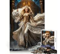 North Goddess Freya White Cat Jigsaw Puzzles 1000 Piece for Teenagers Clear Logic Toy Light Relax Perfect Cut Heartfelt Gift (50x75cm)