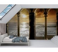 North Grasses Wallpaper Mural, Lighthouse Sun Wall Murals, Peel and Stick Self-Adhesive Photo Wallpaper Home Decoration, Small Wall Sticker for Living Room Bedroom 130*80cm (W*H) Sunset Landscape V5