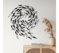 NORTH KAISER Metal Wall Art - School of Fish Wall Decor - Black Wall Hanging for Living Room Bathroom Bedroom Outdoor (100 x 86.6 cm)