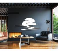 NORTH KAISER Metal Wall Art | Sun Wall Decor | Large Sunrise Home Sculpture for Living Room Bedroom Indoor Outdoor (White, 74x37 cm)