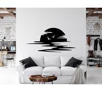 NORTH KAISER Metal Wall Art | Sun Wall Decor | Large Sunrise Home Sculpture for Living Room Bedroom Indoor Outdoor (Black, 118 x 59 cm)