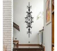 NORTH KAISER Metal Wall Art - Viking Wayfinders Wall Decor - Extraordinary Vegvisir Sculpture - Viking Symbol Wall Hanging - Rune Circle with Mjölnir - Old Norse Sign (120 x 40 Cm)