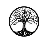 NORTH KAISER Tree of Life Metal Wall Decor | Tree Metal Wall Art | Black Wall Hanging Decorations for Outdoor Living Room Bedroom Kitchen Housewarming Gift to Her (75 x 75 cm)