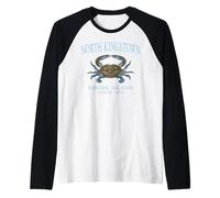 North Kingstown RI Crab Town Since 1674 Cyan Letters Raglan Baseball Tee