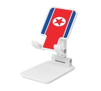 North Korea Flag Foldable Cell Phone Stand Adjustable Angle Height Desktop Portable Cellphone Cradle Compatible With All Smartphone White-Style