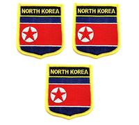 North Korea Flag Iron On Embroidered Fabric Sew On Patch Pack of 3