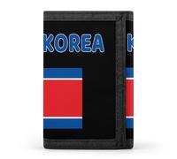North Korea Flag Tri-fold Leather Wallet for Men with Slim Wallets for Men with 1 ID and 8 Slots