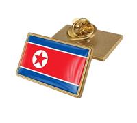 North Korea Patriotic Flag Pin Badge - Novelty Flag Printed Crystal Epoxy Patriotic Lapel Pin Brooch,Retro Flag Geometric Circle Gift Rectangle As Shown
