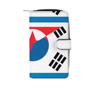 North Korea South Korean Flag Fashion Wallet Credit Card Holder Slim Coin Pocket Purse Handheld Phone Bags for Women Men 8×4.5×1.5 Inches