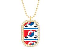 North Korea South Korean Flag Funny Pendant Necklace for Women Personalized Fashion Jewelry Diamond Necklaces for Wedding Birthday Gold Silver