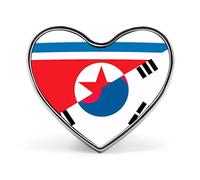 North Korea South Korean Flag Novelty Metal Badges Love Shape Heart Form Brooch Pin Clothes Hat Bag Accessories