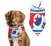 North Korea South Korean Flag Printed Dog Bandanas Funny Pets Triangle Scarf Puppies Handkerchief for Small Medium Large Dogs Cats Pet