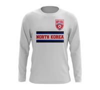 North Korea Women's Personalised Core Football Country Long Sleeve T-Shirt in White | Size: Small North Korea White S