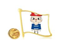 North Korean Asia Flag Culture UU Golden Metal Flag Lapel Pin Badge