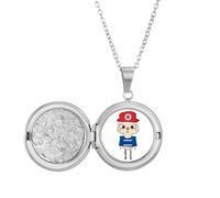 North Korean Asia Flag Culture UU Locket Necklace Hold Picture Jewelry Birthday Gift
