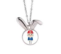 North Korean Asia Flag Culture UU Rabbit Necklace Pendant Bunny Animal Jewelry Gift
