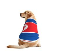 North Korean Flag Dog Shirt Vest Dog Clothes- Breathable Cooling for Big Dogs, Sun Protection Comfort Wear for Golden Retriever, Husky, Alaska Outdoor Activities 3X-Large