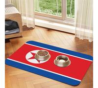 North Korean Flag Pet Feeding Mat Dog Cat Eating Food Absorbent Leather Tablecloth for and Water Bowl Waterproof No Stains Quick Dry Non-Slip 23.62 * 15.75IN