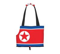 North Korean Flag Pet Tote Bag Foldable Handbag Carrier for Small Dogs Cats Puppy Portable Travel Shoulder