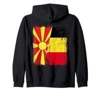 North Macedonia Belgium Half Flag Macedonian Belgian Jersey Zip Hoodie