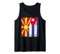 North Macedonia Cuba Half Flag Macedonian Cuban Heritage Tank Top