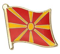 North Macedonia Flag Enamel Pin Badge - 1.9cm x 1.6cm Gold Plated Waving Lapel Pin - National Pride Collectible Souvenir