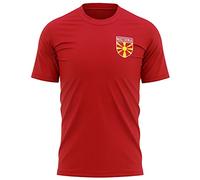 North Macedonia Football Shirt - Mens Retro North Macedonia Flag Badge T Shirt - Football Country Supporters Red Yellow 1948 Tee Him - Macedonian Tournament Footy Soccer Top, XL, Red