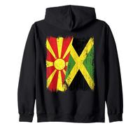 North Macedonia Jamaica Half Flag North Macedonian Jamaican Zip Hoodie