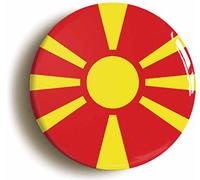 NORTH MACEDONIA MACEDONIAN NATIONAL FLAG BADGE BUTTON PIN (Size is 1inch / 25mm diameter)