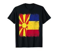 North Macedonia Romania Half Flag Macedonian Romanian T-Shirt