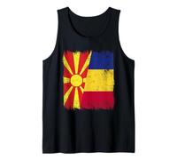 North Macedonia Romania Half Flag Macedonian Romanian Tank Top