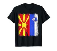 North Macedonia Slovenia Half Flag Macedonian Slovenian T-Shirt