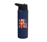 North Macedonia USA Flag Distressed - Half American Stainless Steel Insulated Water Bottle