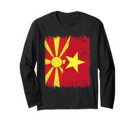 North Macedonia Vietnam Half Flag Macedonian Vietnamese Long Sleeve T-Shirt