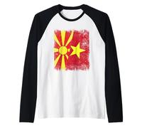 North Macedonia Vietnam Half Flag Macedonian Vietnamese Raglan Baseball Tee