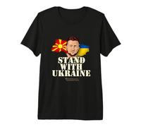 North Macedonian Flag Zelensky Stand with Ukraine Premium T-Shirt