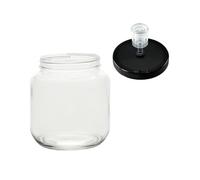 North Mountain Supply 1/2 Gallon Glass Jar - Wide Mouth with Grommeted Black Plastic Lid & 2-Piece Airlock - USDA, BPA-Free, Made in the USA