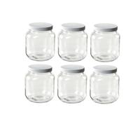 North Mountain Supply 1/2 Gallon Glass Jars - Wide Mouth with White Plastic Lids - USDA, BPA-Free, Made in the USA - 6 Pack